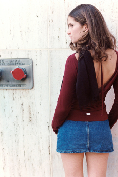 Rat Boi Cowl Back Long Sleeve Top In Bordeaux, Women's At Urban Outfitters In Burgundy