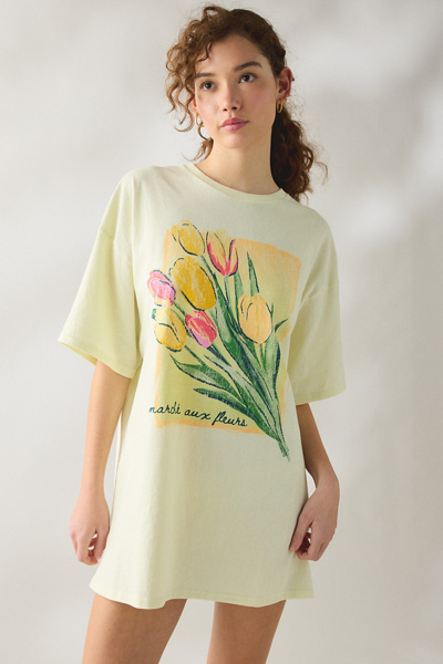 Sweet Springtime Graphic Oversized T-Shirt Dress