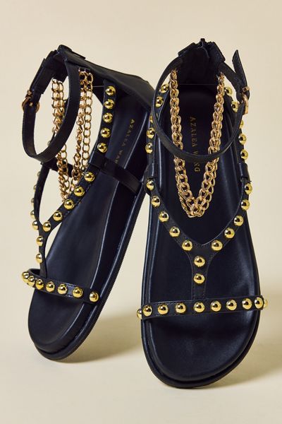 Azalea Wang Gattaca Gold Studded Sandals