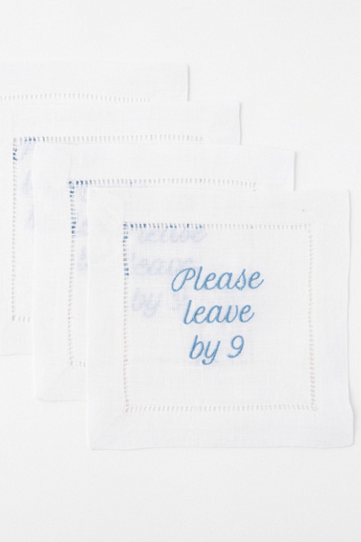 No Reservations Please Leave by 9 Cocktail Napkin Set in Sky at Urban Outfitters