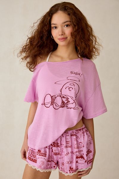 T-shirt surdimensionné à épaules dénudées graphique Courtney UO Exclusif Peanuts