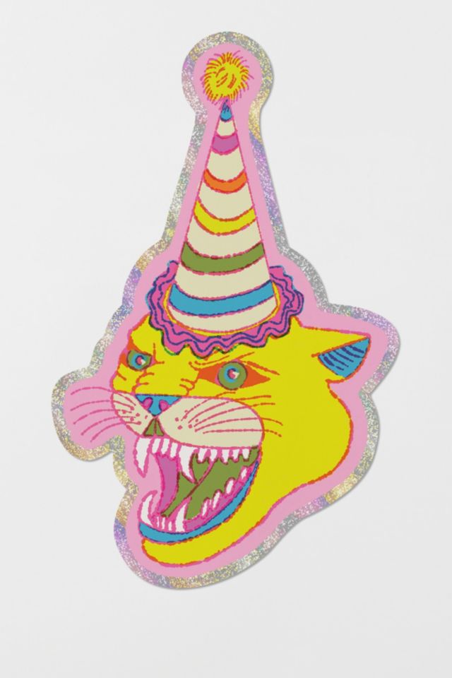 Red Cap Party Hat Cat Sticker #1