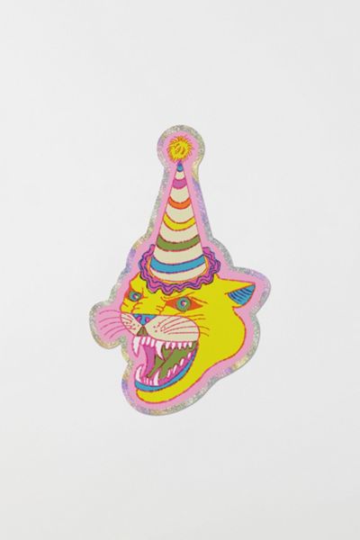 Red Cap Party Hat Cat Sticker