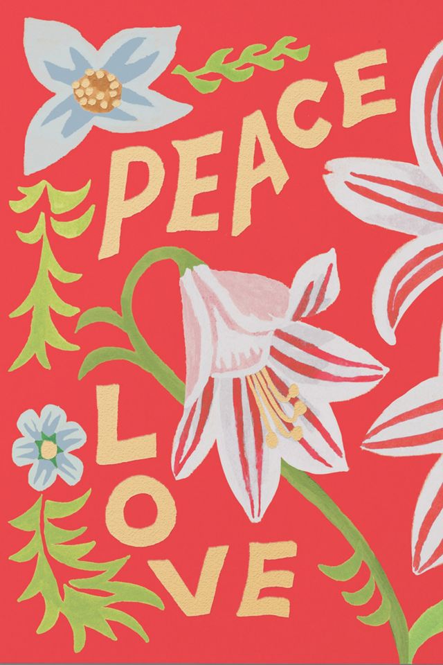 Red Cap Peace and Love Amaryllis Holiday Card #1