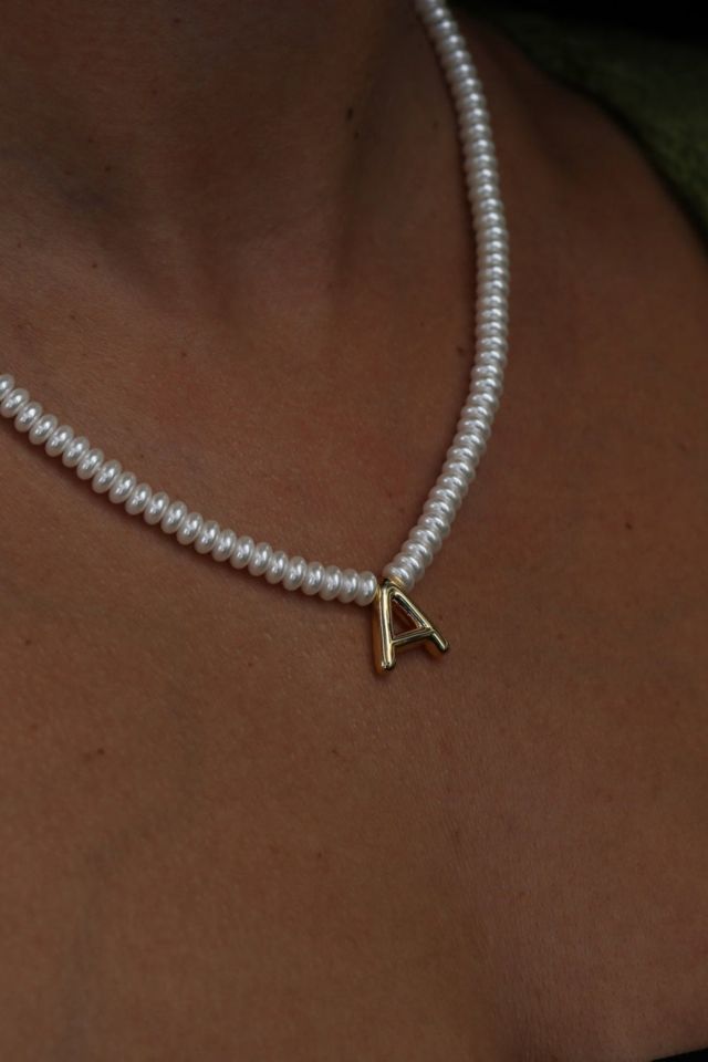 The M Jewelers Pearl Bubble Letter Necklace #1
