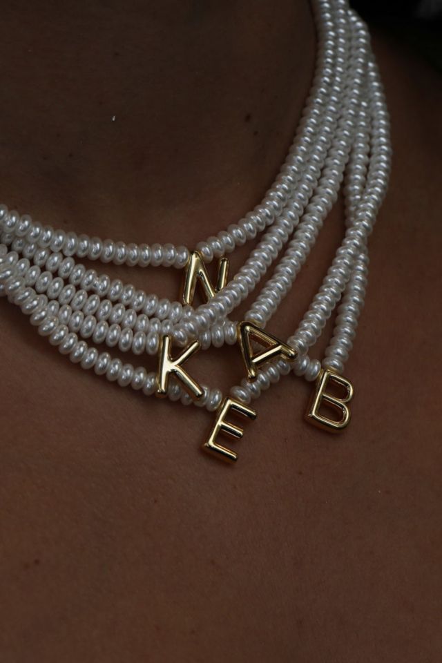 The M Jewelers Pearl Bubble Letter Necklace #2