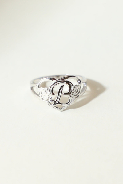 The M Jewelers The Silver Cutout Flower Heart Letter Ring