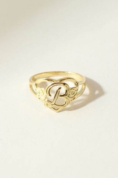 The M Jewelers Gold Cutout Flower Heart Letter Ring
