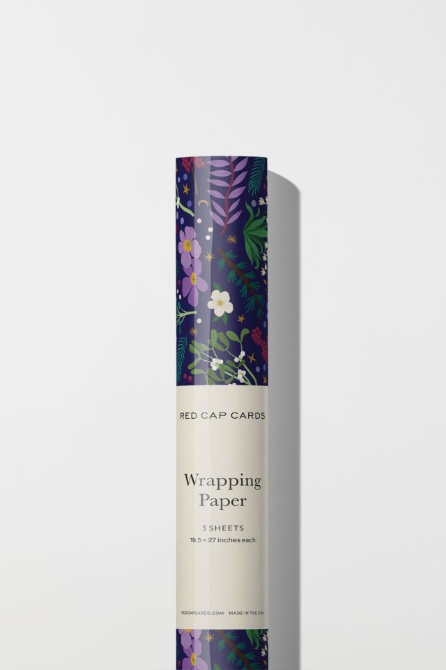 Red Cap Winter Botanicals Holiday Wrapping Paper #1