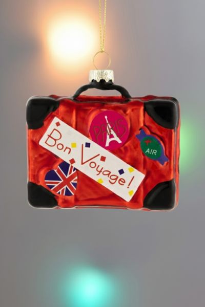 Urban Outfitters Northlight Bon Voyage Suitcase Glass Ornament In Red At  In Red