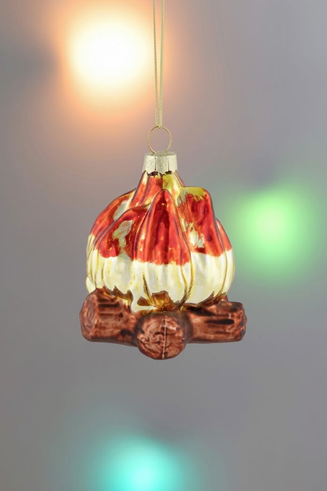 Northlight Log Campfire Glass Ornament #1