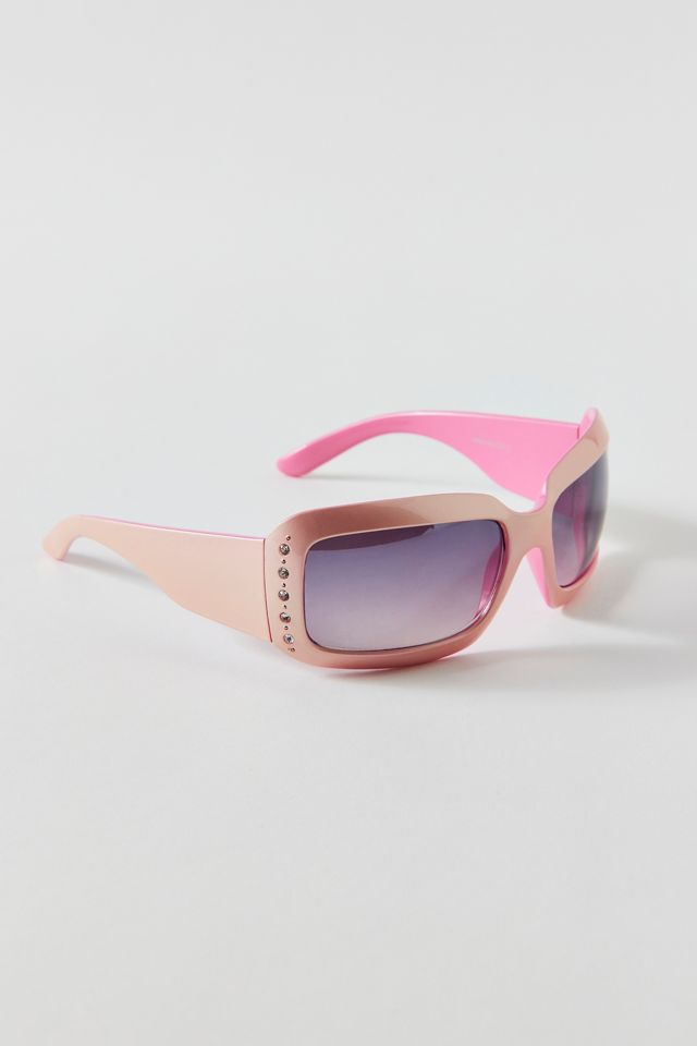 Vintage By UO High Profile Pink Rhinestone Sunglasses #1