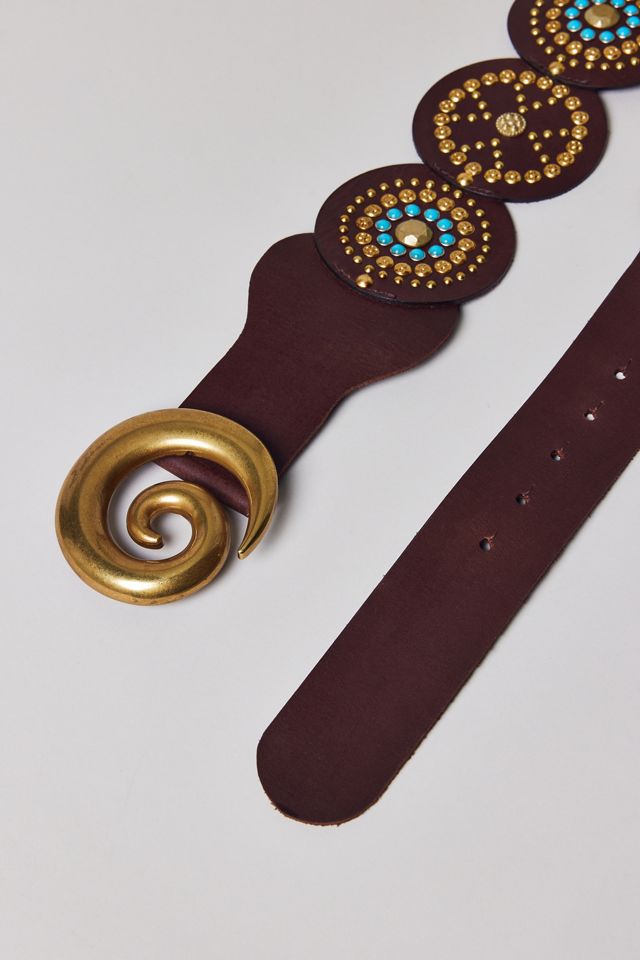 Statement Swirl Studded Leather Belt #2