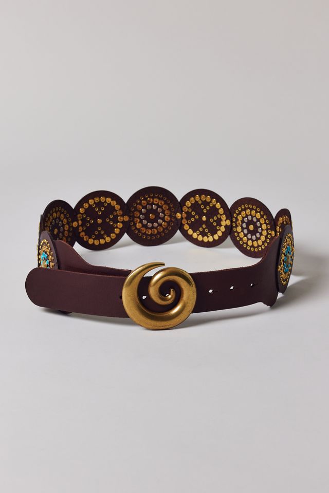 Statement Swirl Studded Leather Belt #3