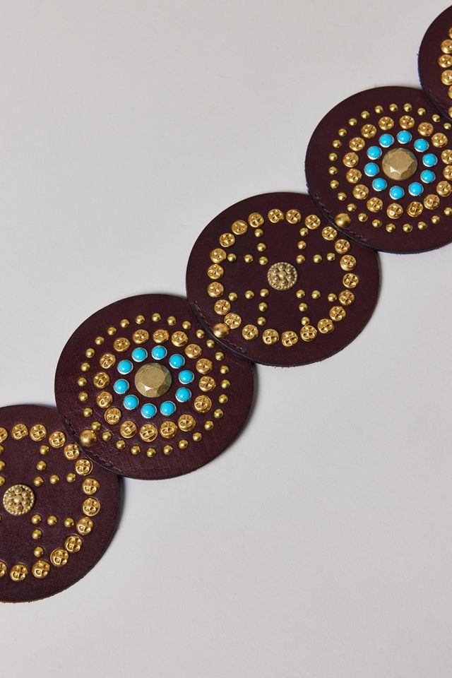 Statement Swirl Studded Leather Belt #4