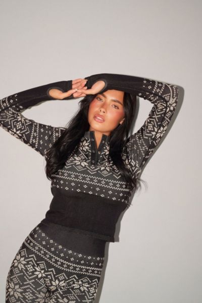 Vitality Baselayer Henley Top In Apres Ski, Women's At Urban Outfitters In Black