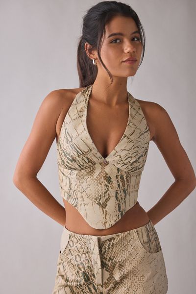 Haut corset by.DYLN Pru en simili-cuir à motif peau de serpent