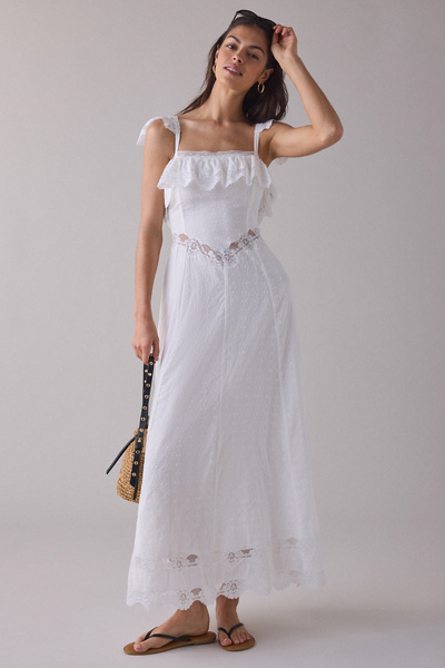 RAHI Prairie Ruffle Lace Drop Waist Maxi Dress | Urban Outfitters