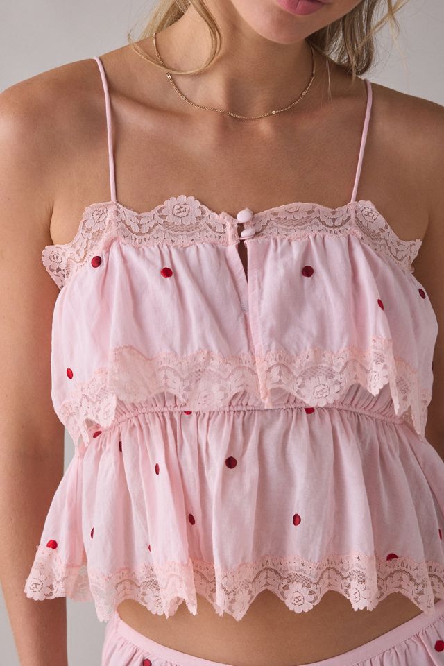 Camisole babydoll à volants à pois brodés RAHI #1