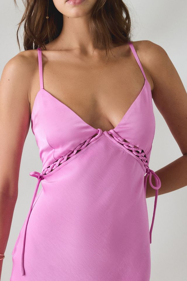 MINKPINK Chiara Lacing Detail Satin Maxi Dress #1