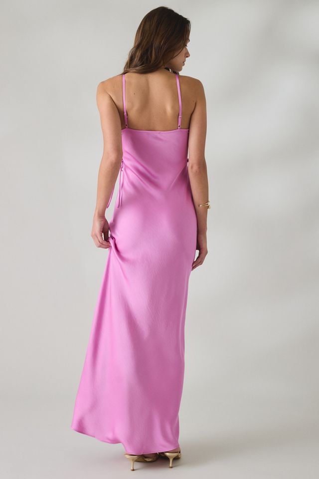 MINKPINK Chiara Lacing Detail Satin Maxi Dress #3