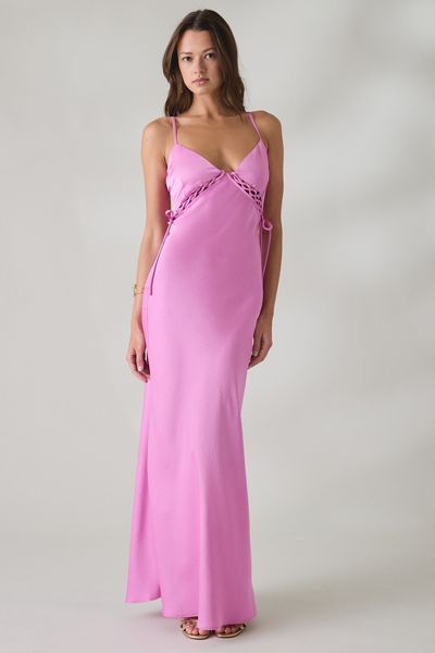 MINKPINK Chiara Lacing Detail Satin Maxi Dress