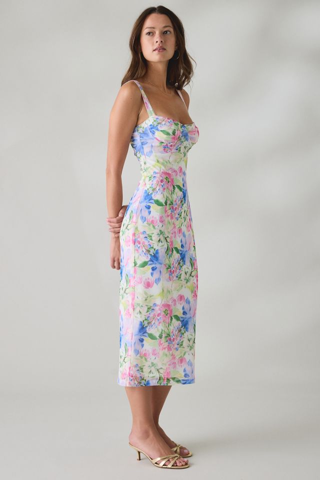 MINKPINK Celina Watercolor Floral Mesh Midi Dress #2