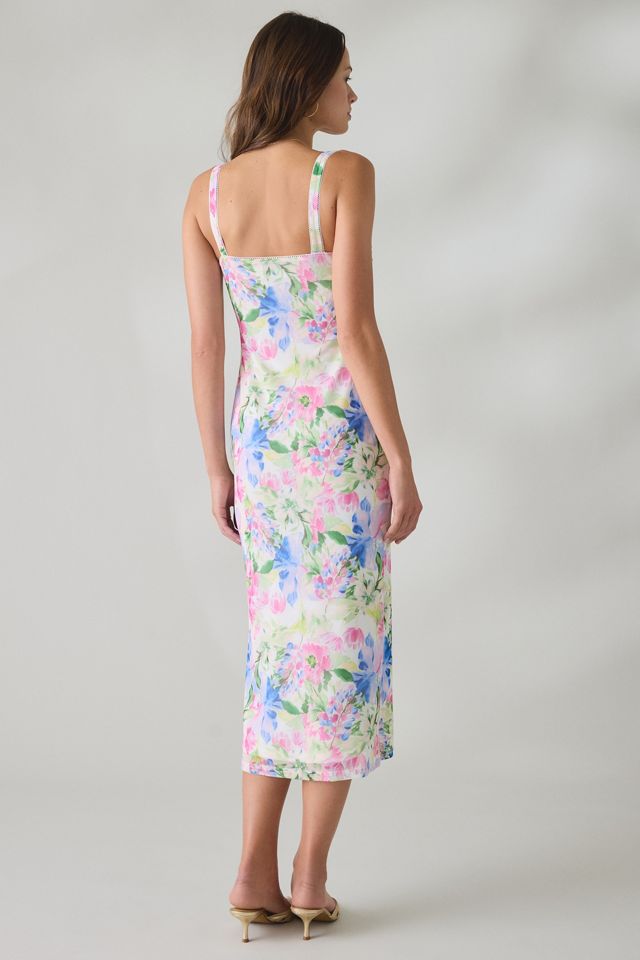 MINKPINK Celina Watercolor Floral Mesh Midi Dress #3