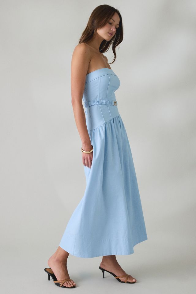 MINKPINK Ines Belted Drop Waist Strapless Midi Dress #2