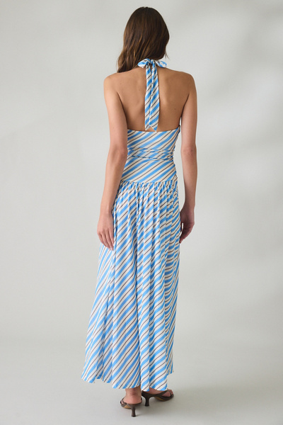 MINKPINK Sanica Striped Mesh Halter Neck Maxi Dress