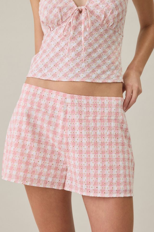MINKPINK Sabina Gingham Eyelet Mini Shorts #1