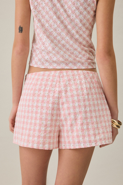 MINKPINK Sabina Gingham Eyelet Mini Shorts