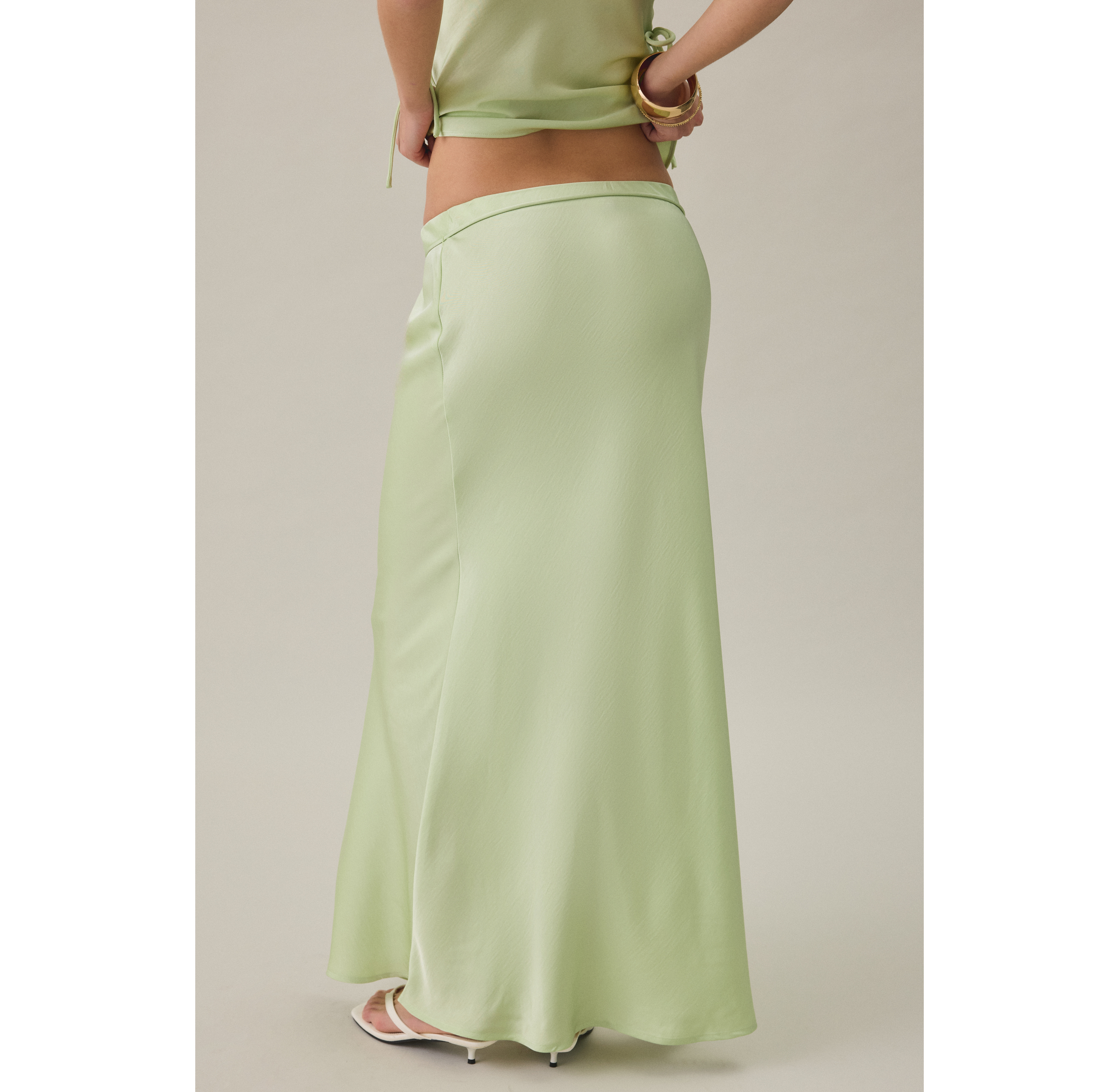 MINKPINK Chiara Bias Cut Satin Maxi Skirt