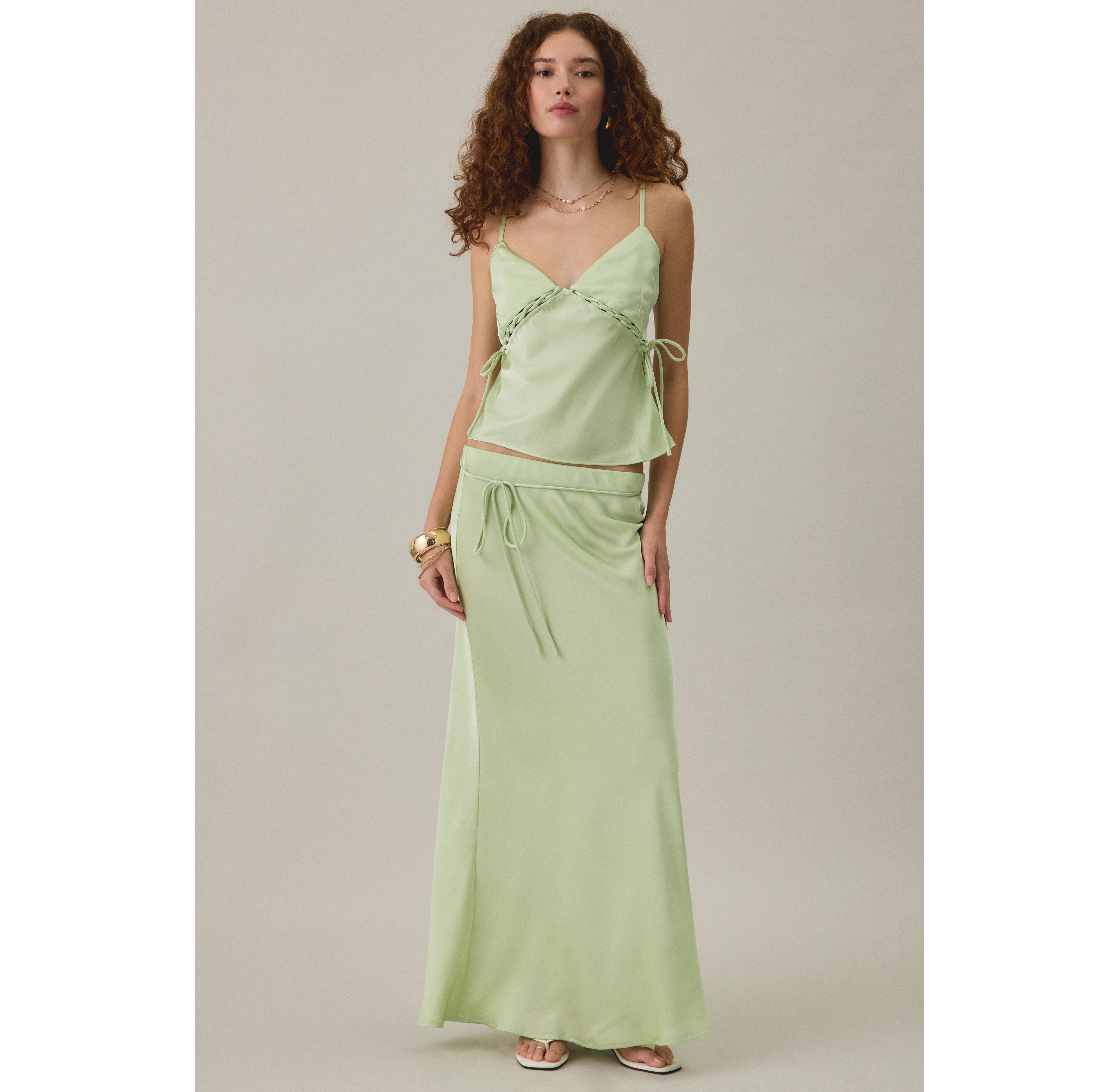 MINKPINK Chiara Bias Cut Satin Maxi Skirt