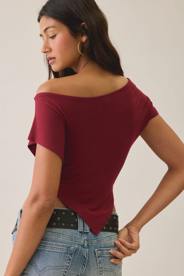 UO Bia Jersey Knit Asymmetric Off-The-Shoulder Poncho #3