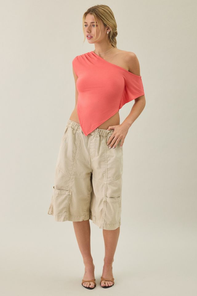 UO Bia Jersey Knit Asymmetric Off-The-Shoulder Poncho #3