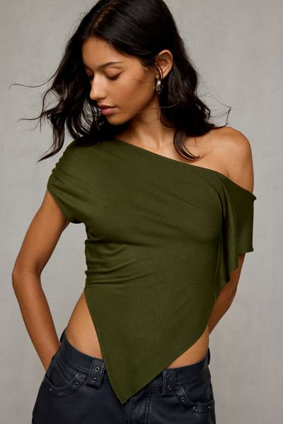 Poncho en tricot jersey asymétrique à épaules dénudées Bia UO