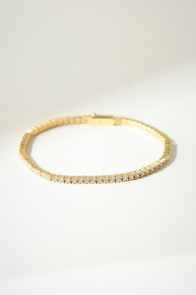 The M Jewelers Thin Essential Tennis Bracelet In Gold, Women's At Urban Outfitters In Gold