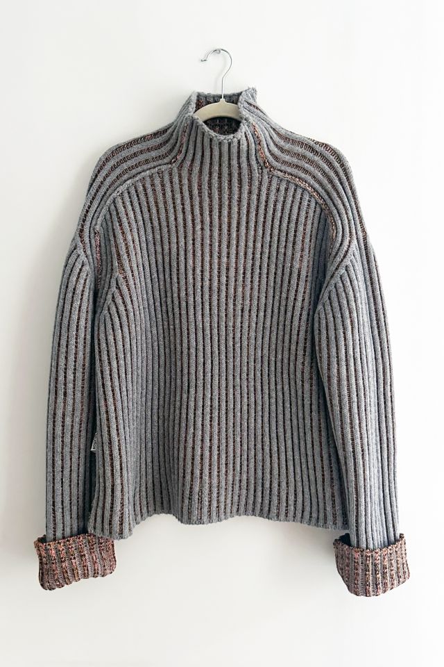 Acne Studios Ribbed Wool-Blend Marled Orange Turtleneck Sweater #1