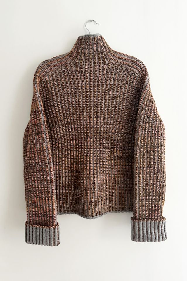 Acne Studios Ribbed Wool-Blend Marled Orange Turtleneck Sweater #3