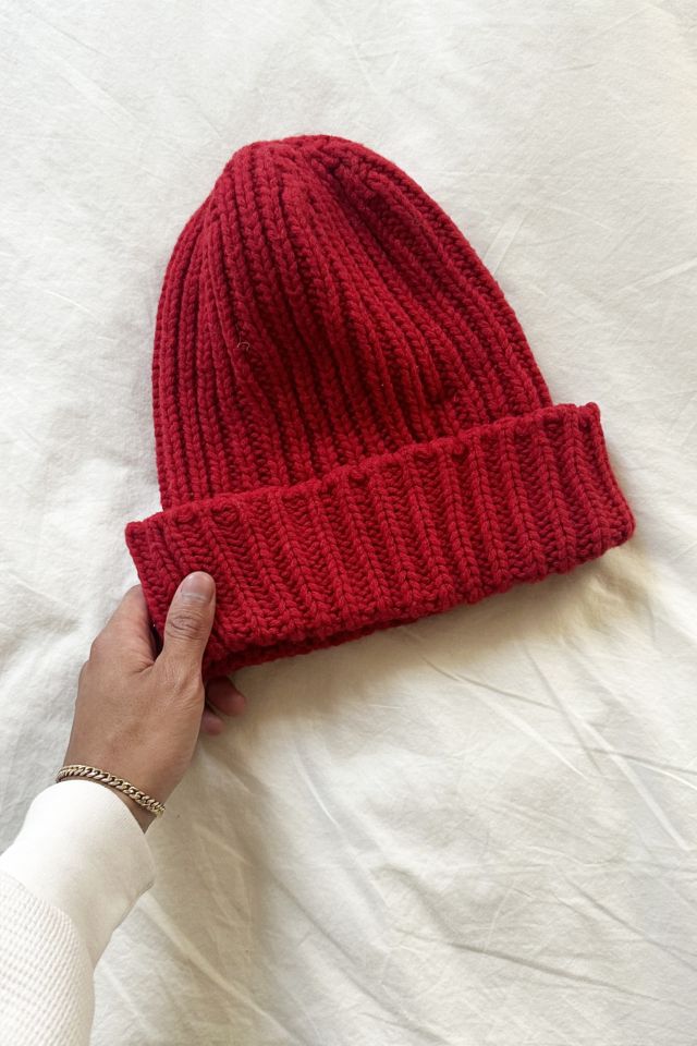 Vintage Wool Chunky Ribbed Red Beanie #1