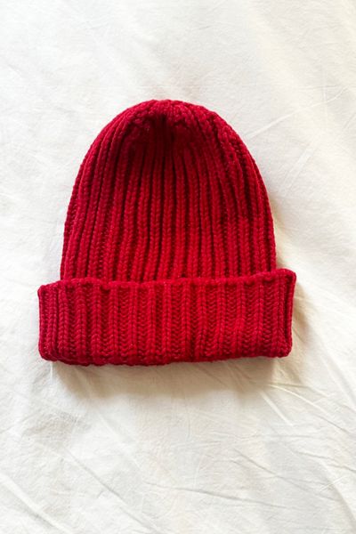 Vintage Wool Chunky Ribbed Red Beanie