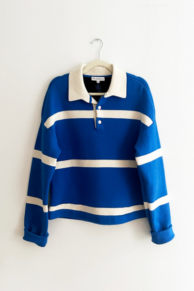 JW Anderson Royal Blue Stripe Rugby Sweater | Urban Outfitters