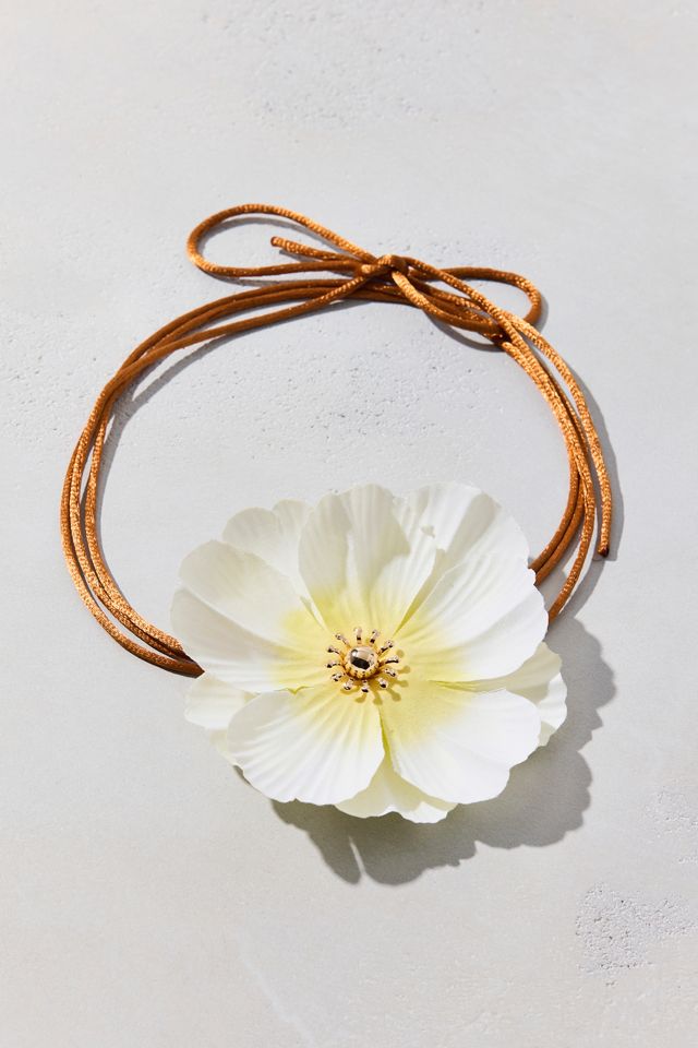 Bloom 3D Flower Satin Cord Wrap Necklace #1