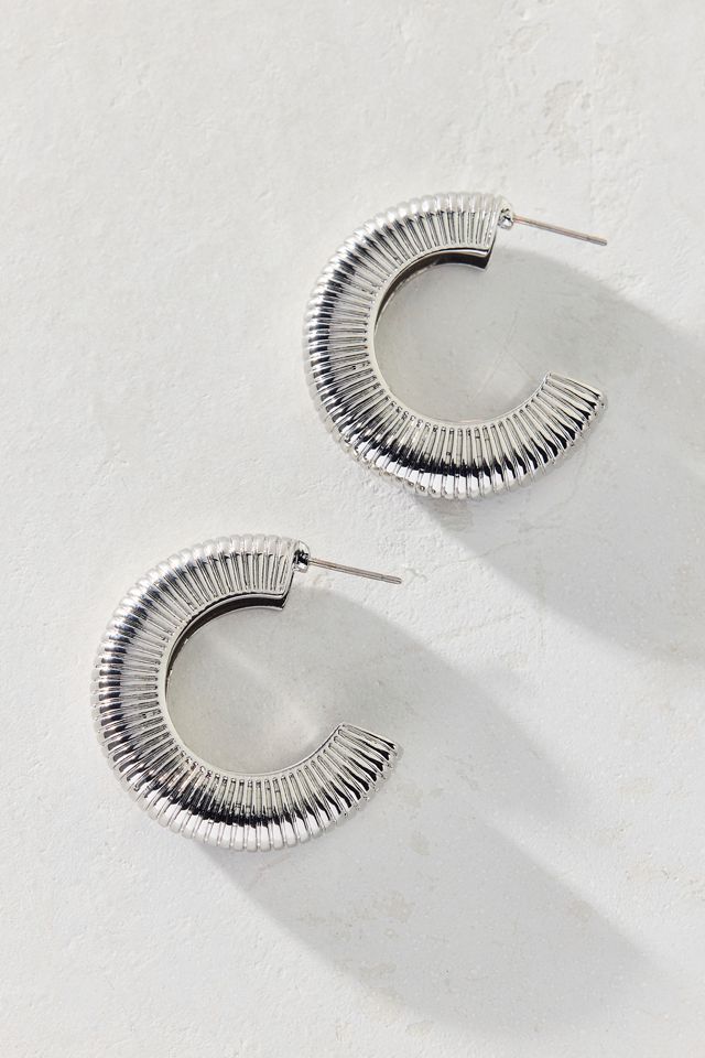 Uptown Ribbed Chunky Hoop Earrings #1