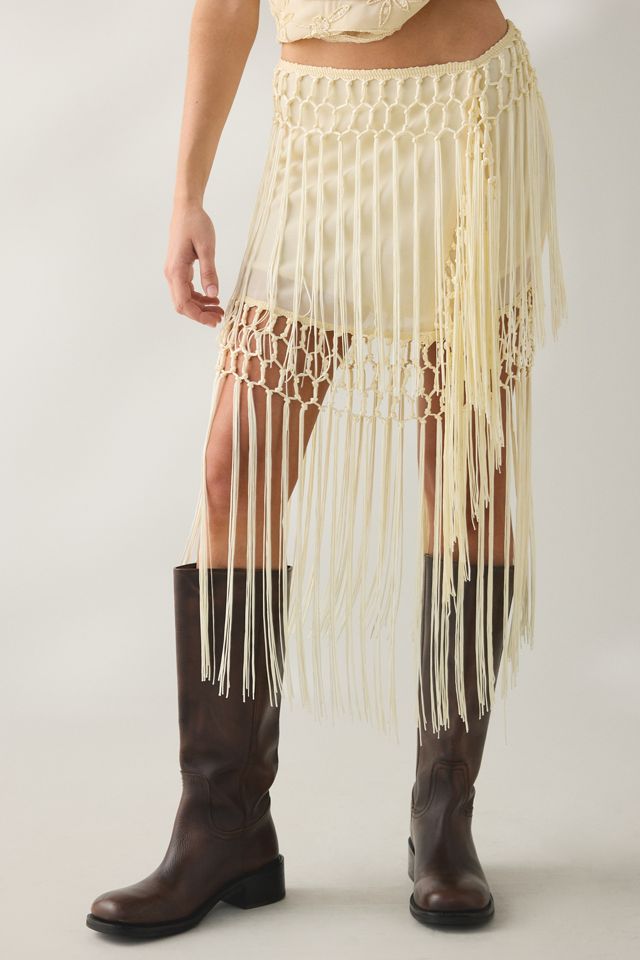 Kimchi Blue Mystic Fringe Asymmetric Midi Skirt #1
