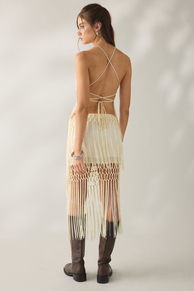 Kimchi Blue Mystic Fringe Asymmetric Midi Skirt #2