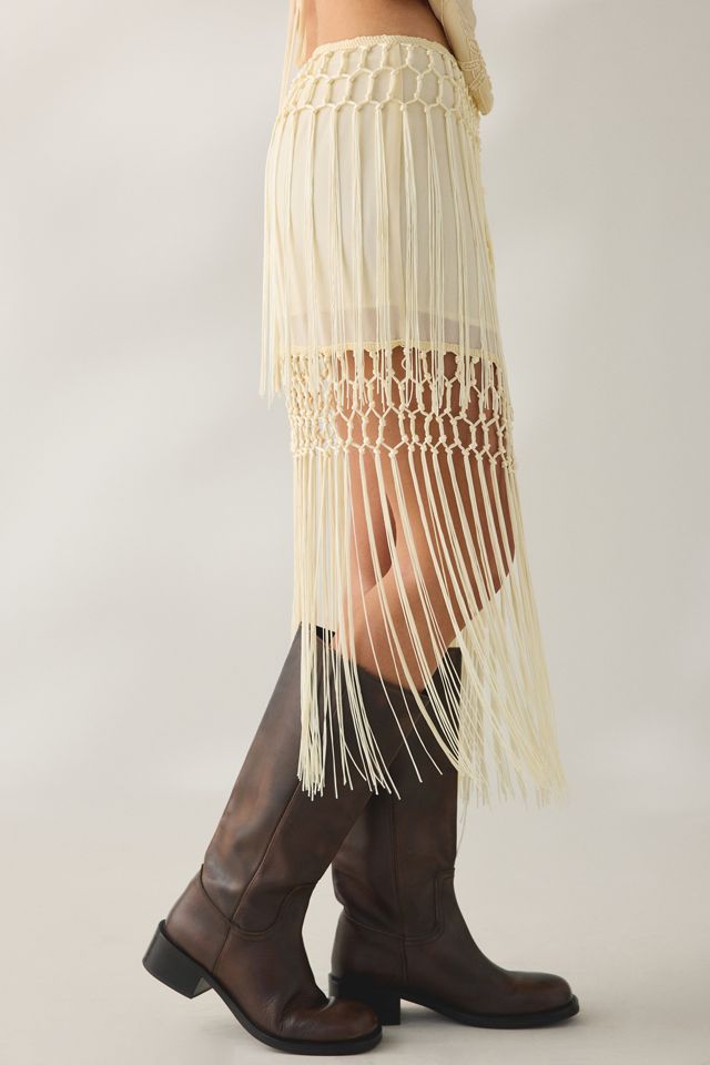 Kimchi Blue Mystic Fringe Asymmetric Midi Skirt #3