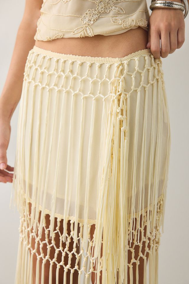 Kimchi Blue Mystic Fringe Asymmetric Midi Skirt #4