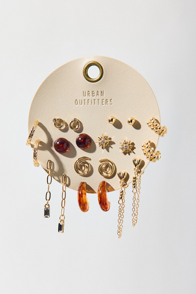 Phoebe Amber & Gold Multi Earrings Set